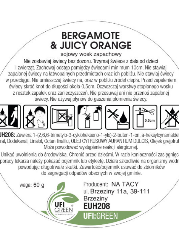 Perfumowany wosk zapachowy Bergamote and Juicy 60 g 1